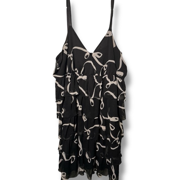 Old Navy Vintage Y2K Womens Black/White Tiered Ruffle Bow Mini Dress Size XXL - Picture 2 of 6